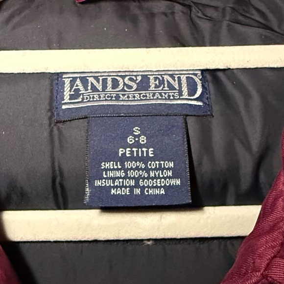 Lands End Vintage Cotton and Down Coat Small Petite Burgundy - Picture 3 of 5